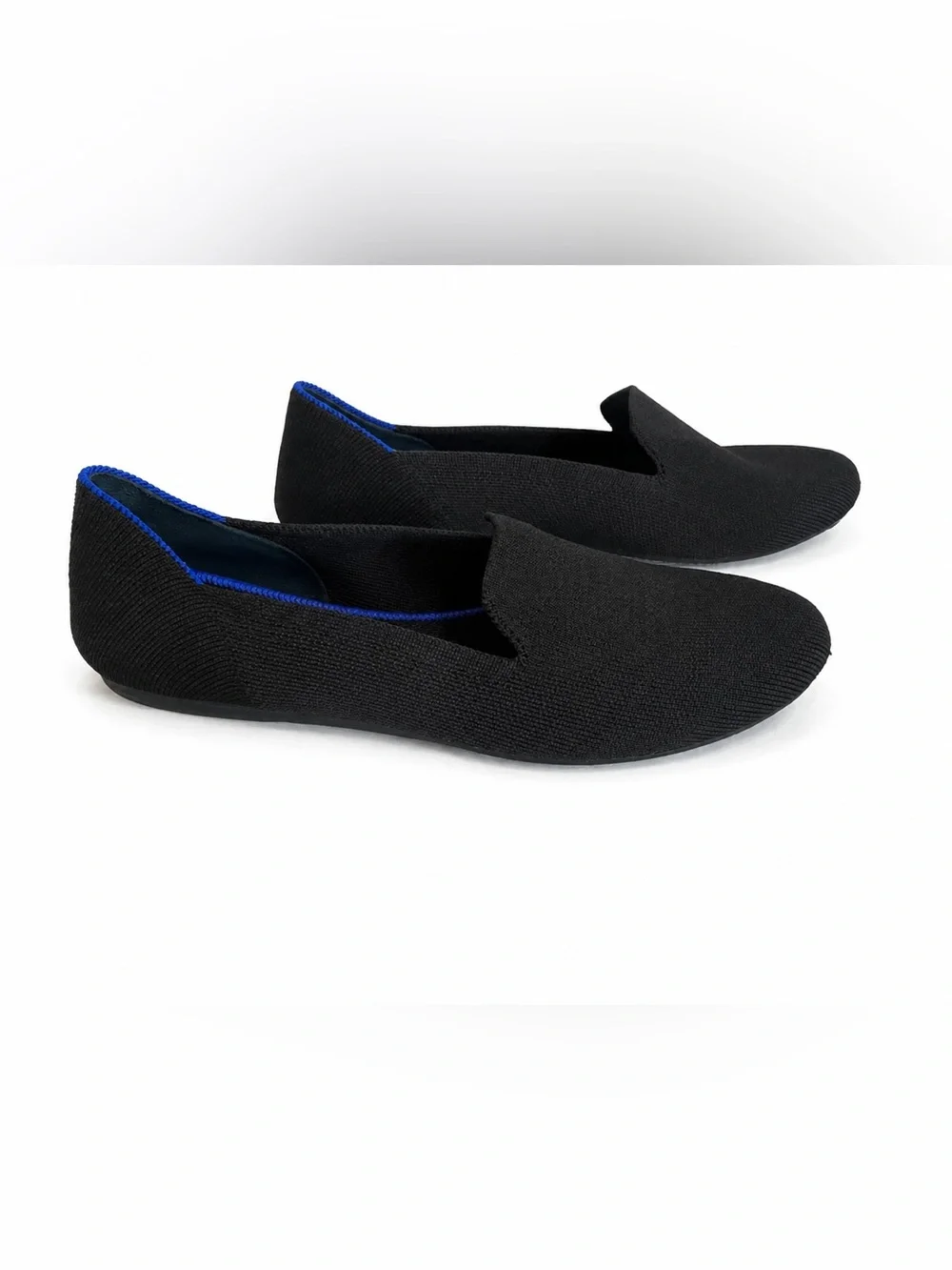 Rothy’s The Loafer Black Cobalt Blue Trim Washable Flats Women’s 8.5